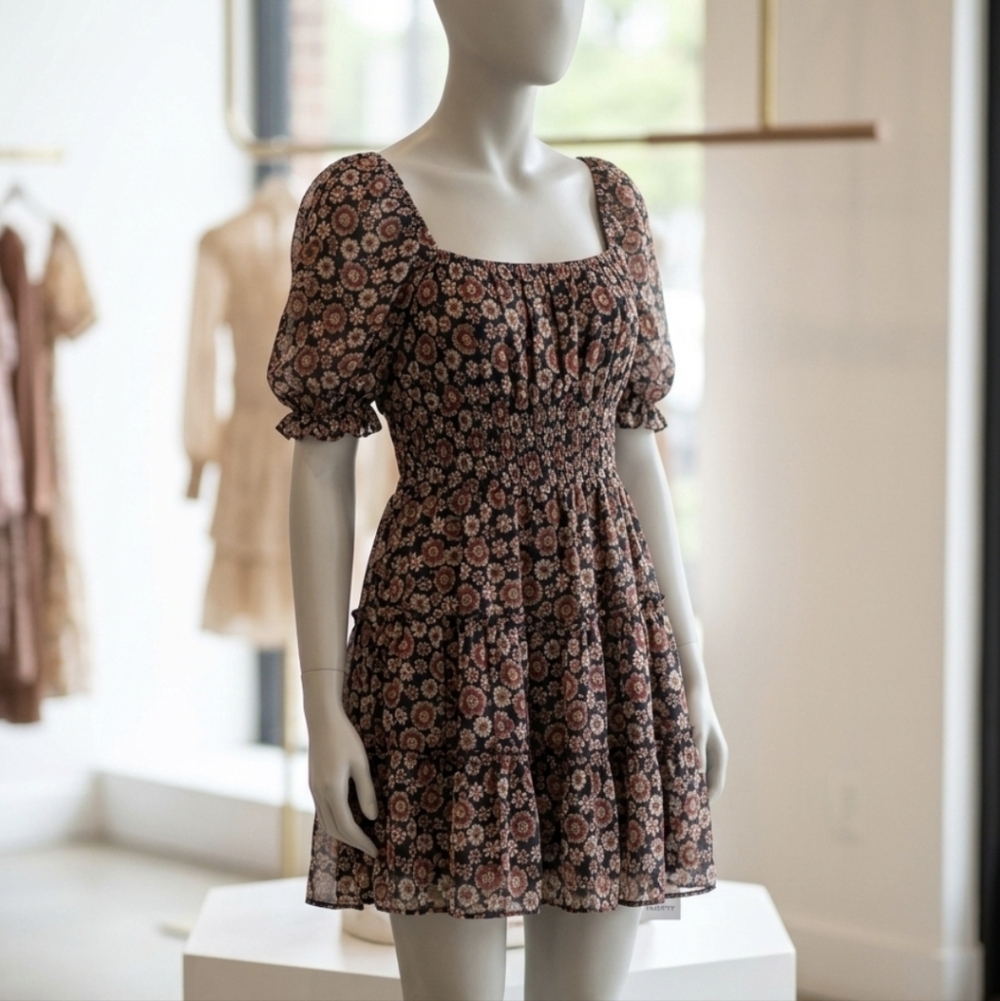 Trixxi Black and Orange Floral Dress